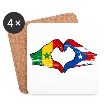 Senegal Puerto Rico Flagge Hände Herzform used - Untersetzer (4er-Set) - Weiß - Vorne