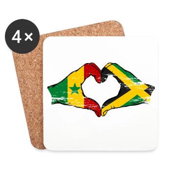 Senegal Jamaika Flagge Hände Herzform used - Untersetzer (4er-Set) - Weiß - Vorne