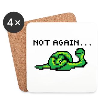 Pixelart Serpent - Dessous de verre (lot de 4) - blanc - Devant