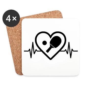Table tennis heart - Coasters (set of 4) - white - Front