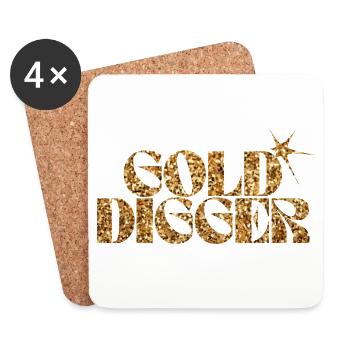Gold Digger Glitter Text - Coasters (set of 4) - white - Front