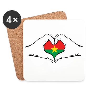 Drapeau du Burkina Faso Cœur - Dessous de verre (lot de 4) - blanc - Devant