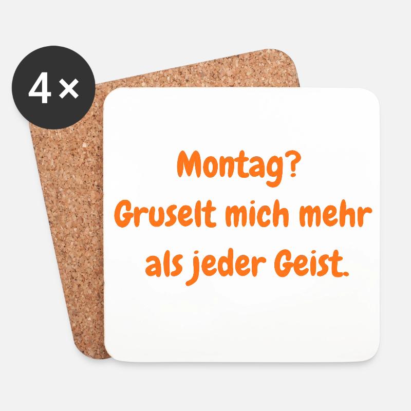Montags-Grusel – Lustiger Halloween Spruch - Untersetzer (4er-Set) - Weiß