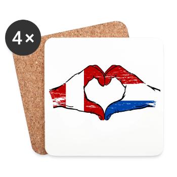 Peru Holland Flag Hands Heart Shape Used - Coasters (set of 4) - white - Front