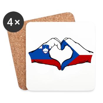 Slovenia Czech Republic flag hands - Coasters (set of 4) - white - Front