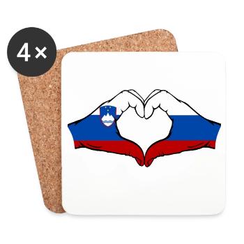 Slowenien Russland Flagge Herz - Untersetzer (4er-Set) - Weiß - Vorne