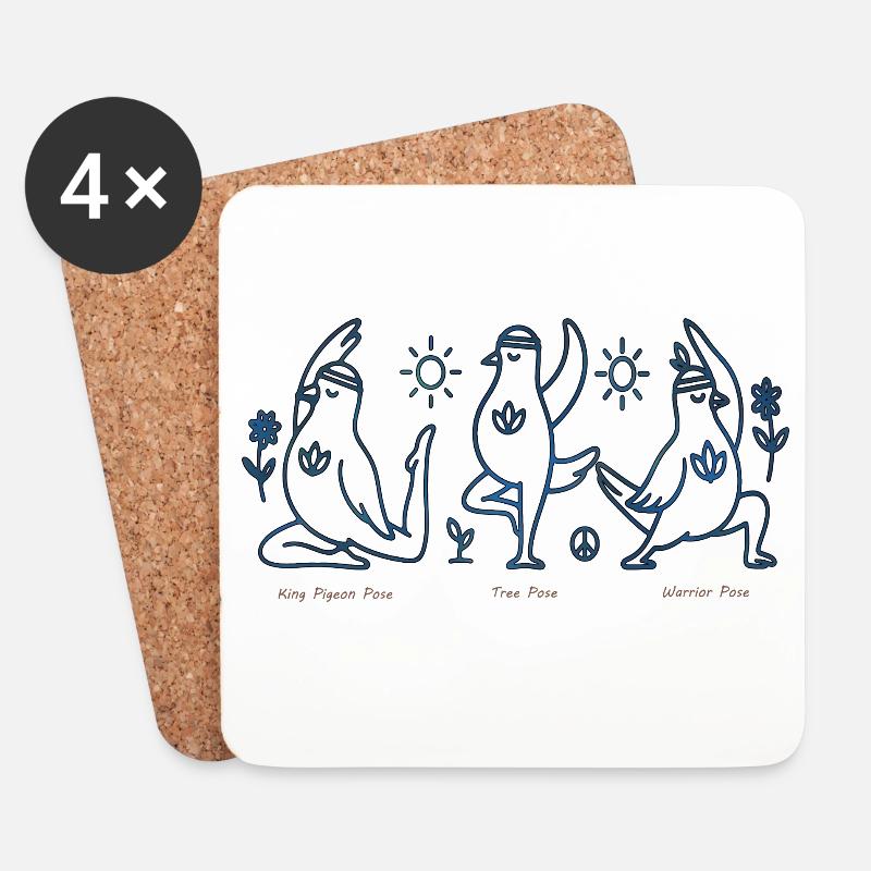 Drei Pinguine im Yoga Boho Peace - Untersetzer (4er-Set) - Weiß