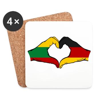 Litauen Deutschland Flagge Hände Herzform - Untersetzer (4er-Set) - Weiß - Vorne