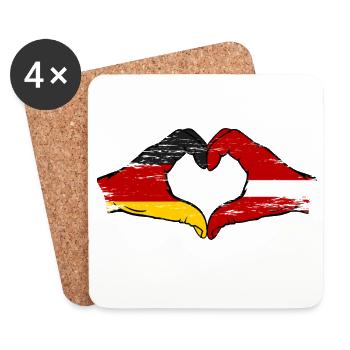 Germany Latvia Flag Hands Heart Shape Used - Coasters (set of 4) - white - Front