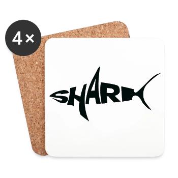 Mot-symbole requin noir Typographie avec nageoire - Dessous de verre (lot de 4) - blanc - Devant