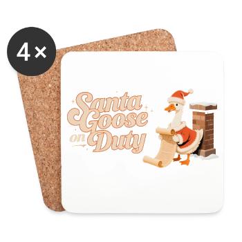 Cadeau de Noël Santa Goose On Duty - Dessous de verre (lot de 4) - blanc - Devant