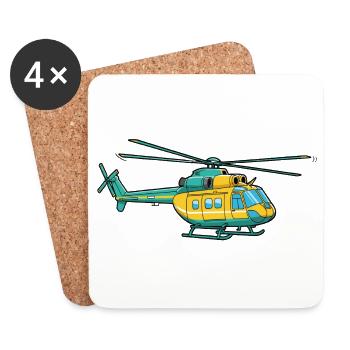 Hubschrauber - Untersetzer (4er-Set) - Weiß - Vorne