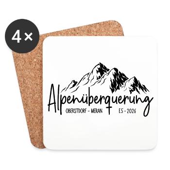 Alpenüberquerung E5 2026 / Oberstdorf - Meran - Untersetzer (4er-Set) - Weiß - Vorne