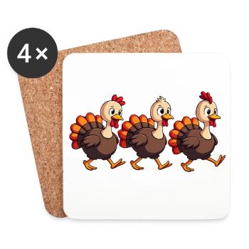 Bébé dinde de Thanksgiving - Dessous de verre (lot de 4) - blanc - Devant