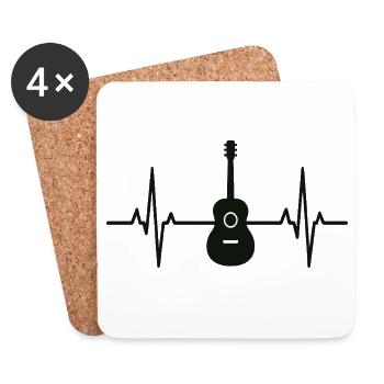 Gitarre Herzschlag Rhythmus - Untersetzer (4er-Set) - Weiß - Vorne