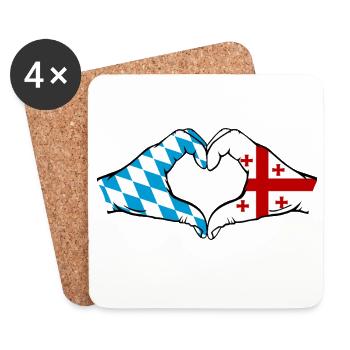 Bavière, Géorgie, Drapeau, Coeur - Dessous de verre (lot de 4) - blanc - Devant