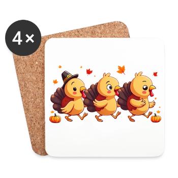 Bébé dinde de Thanksgiving - Dessous de verre (lot de 4) - blanc - Devant