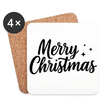 Lettres de Joyeux Noël avec de petites étoiles - Dessous de verre (lot de 4) - blanc - Devant