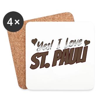 Yes I Love St. Pauli Shirt - Dessous de verre (lot de 4) - blanc - Devant
