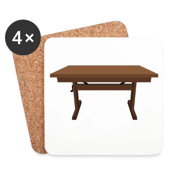 Rustic wooden table illustration of the Mufuti - Coasters (set of 4) - white - Front