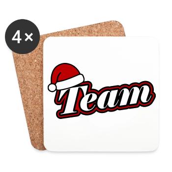 Équipe de Noël Père Noël Hat - Dessous de verre (lot de 4) - blanc - Devant