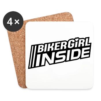 Biker Girl à l’intérieur des lettres (les couleurs peuvent être changées) - Dessous de verre (lot de 4) - blanc - Devant