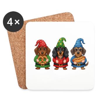 Teckel Joyeux Noël Cadeau de Noël cool - Dessous de verre (lot de 4) - blanc - Devant