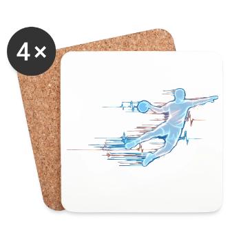 ECG de handball Battement de cœur Joueur de Handball Pouls Cadeau - Dessous de verre (lot de 4) - blanc - Devant
