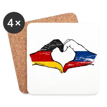 Deutschland Russland Flagge Herz - Untersetzer (4er-Set) - Weiß - Vorne