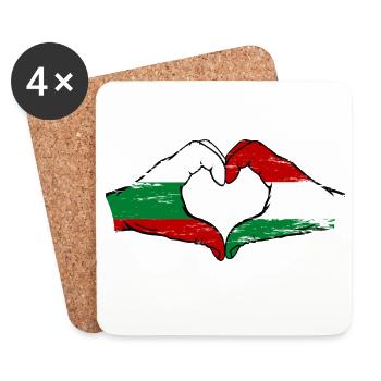 Bulgaria Hungary Flag Hands Heart Shape - Coasters (set of 4) - white - Front