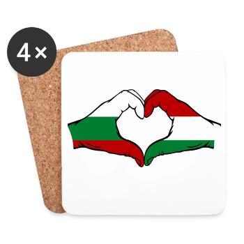 Bulgaria Hungary Flag Hands Heart Shape - Coasters (set of 4) - white - Front