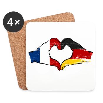 France Germany Flag Heart - Coasters (set of 4) - white - Front