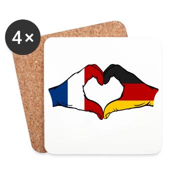 Frankreich Deutschland Fußball Flagge - Untersetzer (4er-Set) - Weiß - Vorne