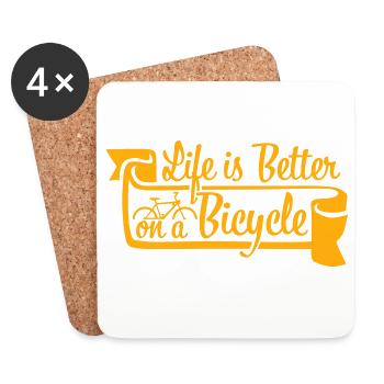 La vie est meilleure à vélo. Cyclisme Sport - Dessous de verre (lot de 4) - blanc - Devant
