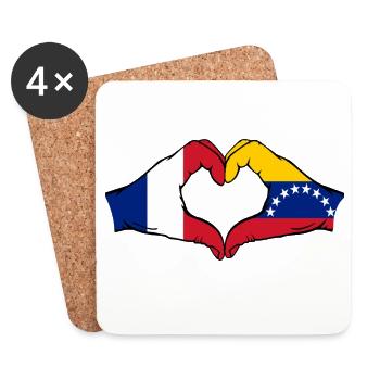 Frankreich Venezuela Flagge Hände Herzform - Untersetzer (4er-Set) - Weiß - Vorne