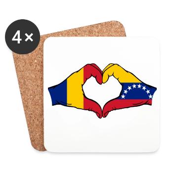Cœur du drapeau Roumanie Venezuela - Dessous de verre (lot de 4) - blanc - Devant