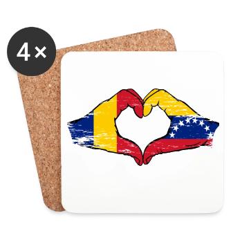 Roumanie Drapeaux du Venezuela Cœur - Dessous de verre (lot de 4) - blanc - Devant