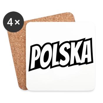 Polska - Poland Lettering - Coasters (set of 4) - white - Front