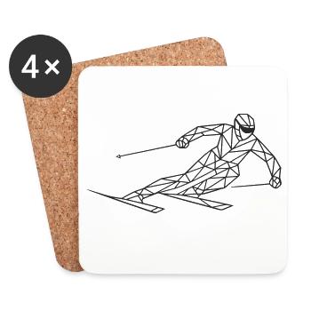 Geometrischer Skirennläufer - Untersetzer (4er-Set) - Weiß - Vorne