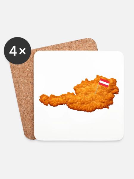 Schnitzel Österreich Form Essen - Untersetzer (4er-Set) - Weiß