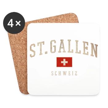 St. Gallen Schweiz Vintage Logo - Untersetzer (4er-Set) - Weiß - Vorne