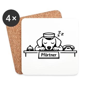 Chien portier qui dort - Dessous de verre (lot de 4) - blanc - Devant