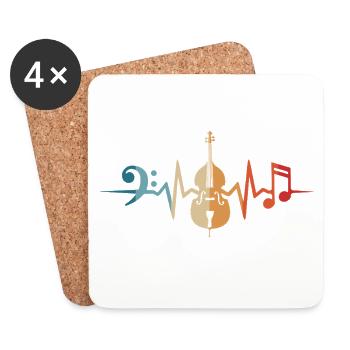 Contrebasse Heartbeat Basse Orchestre de partitions Bassiste - Dessous de verre (lot de 4) - blanc - Devant
