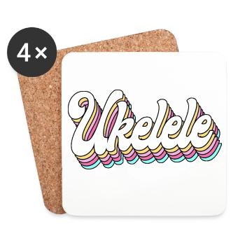 Hawaiian Ukulele Uke Retro Vintage - Coasters (set of 4) - white - Front