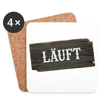 Läuft – minimalistisches Handwerker Statement - Untersetzer (4er-Set) - Weiß - Vorne