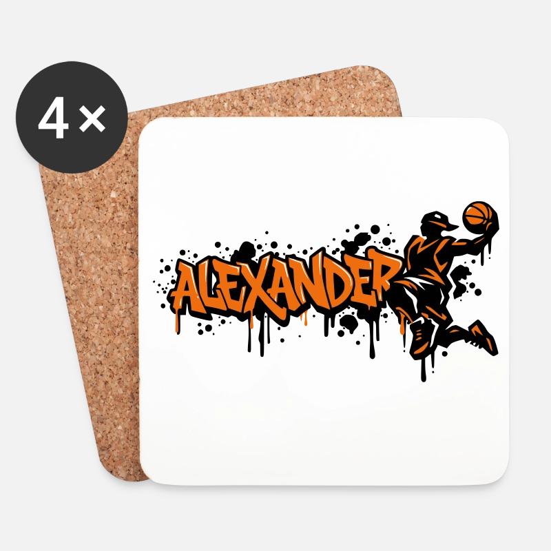 Alexander Graffiti Dunk - Coasters (set of 4) - white