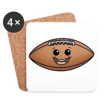 Balle Souriante Football de Dessin Animé - Dessous de verre (lot de 4) - blanc - Devant