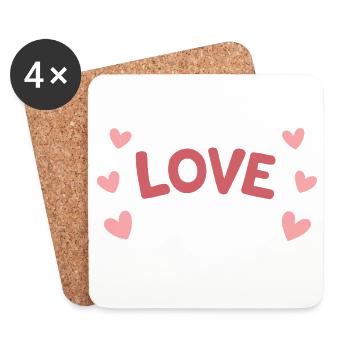 LOVE Pastel and Playful Hearts - Coasters (set of 4) - white - Front