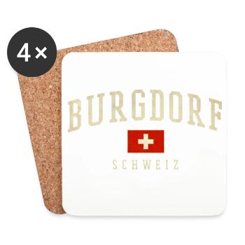 Burgdorf Switzerland Vintage Emblem - Coasters (set of 4) - white - Front