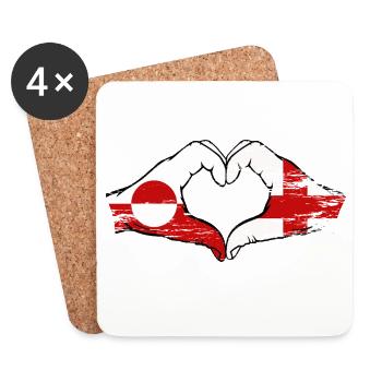 Greenland England flag hands heart shape used - Coasters (set of 4) - white - Front